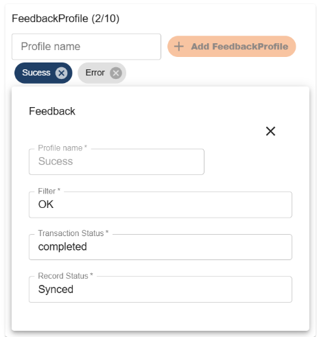 A screenshot of a feedback form